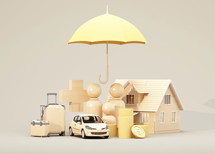 Icons representing protection for home, car, family, and finances during bankruptcy